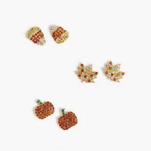 🆕 NWT 🍁 J. Crew Pavé crystal fall studs set-of-three
